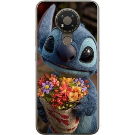 Kompatibel Mobilcover til Nokia Nokia 3.4 Sød blå figur med store øjne, der holder en farverig buket i en varm og kær stil