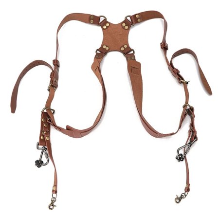 Kameran hihna nahkaa kaksoisolkahihna valokuvaustarvikkeet DSLR-kameroille Ruskea