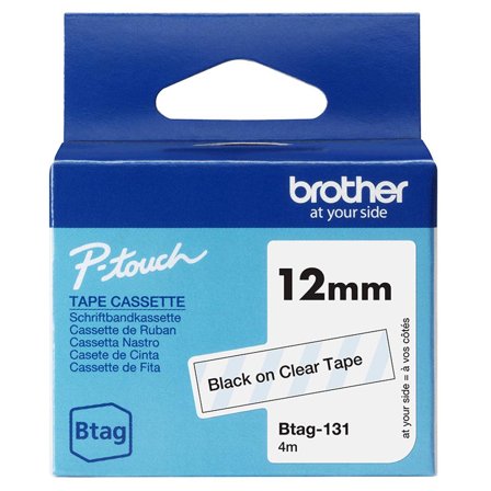 Brother BTAG131 12MM BLACK ON CLEAR TAPE