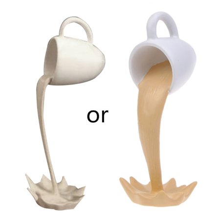 Flytande kaffekopp skulptur prydnad inomhus utomhus fest bakgrund närvarande