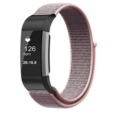 Fitbit Charge 3 klockarmband med kardborrestängning i nylon - Roséguld