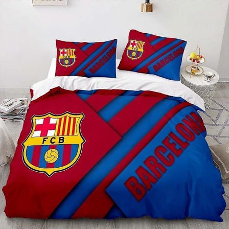 v379 Sengetøj FC Barcelona Fodboldklub Logo Farverigt 3 Dynebetræk Sæt Sengelinned IU379