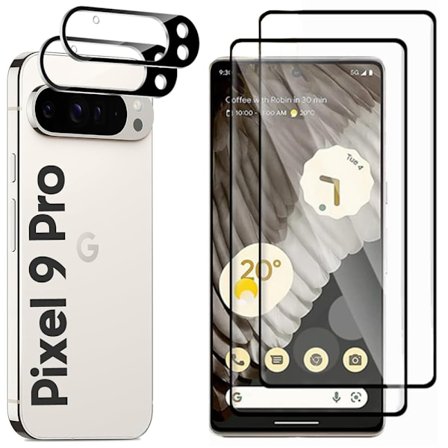 Komplett Skydd - 2.5D Framsida Svart + Kameraskydd för Pixel 9 Pro