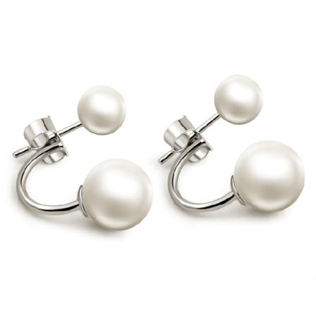 Silverörhänge: Dubbelörhänge Med Pärlor Silver