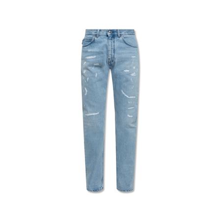 Versace, Straight-cut jeans Blauw, Heren, Maat:W31,Katoen