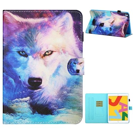 Mønstertryk Læder Stand Tablet Cover Shell iPad 10.2 (2021)/(2020)/(2019)/iPad Air 10.5 inch (2019) - Ulv