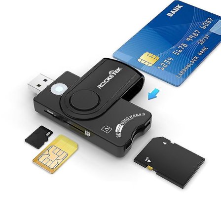 ROCKETEK CR310 USB 2.0 Smart Card Reader SD TF ID SIM Bank Card Connector Adapter