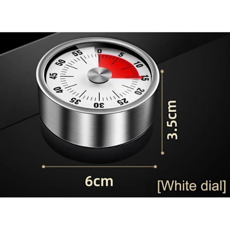 60 minuters timer högljudd alarm matlagningstimer magnetisk klocka rostfritt stål visuell timer kök rund mekanisk timer vit