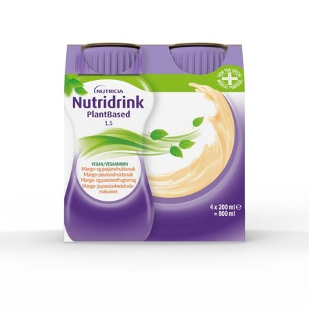 Nutridrink PlantBased næringsdrikk mango/pasjonsfrukt 4x200 ml