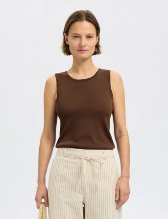 Selected Slfmoon Sus Sl Knit Top B - Brown - XL