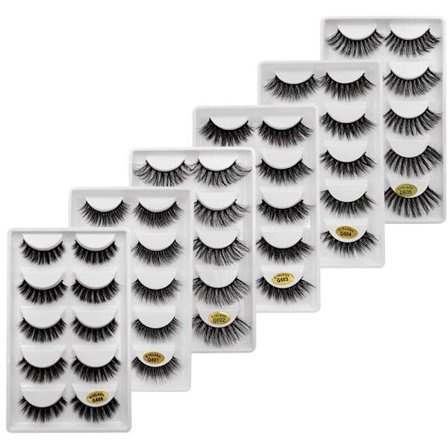 5-par falske øjenvipper - 3D faux mink (G-600)