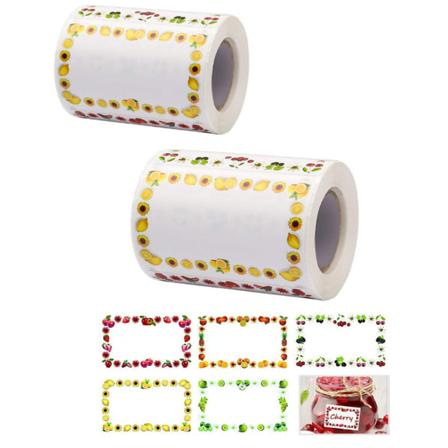 2 ruller/500 stk. Samme farge krukkeetiketter, matfryseetiketter selvklebende syltetøy krukkeetiketter 5*3cm søte fruktetiketter krukkeklistremerker 