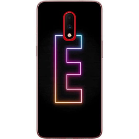 Kompatibel Mobilcover til OnePlus OnePlus 7 Minimalistisk neonbogstav E i lyse farver mod mørk baggrund i moderne og stilren design