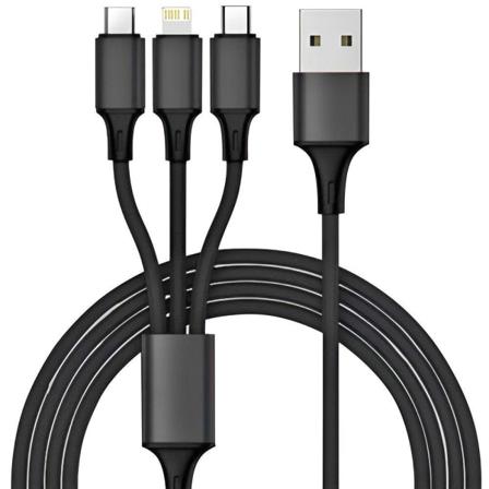 3-i-1 - QC 3.0 Laddare för iPhone, Samsung, Huawei, Xiaomi m.m. Black
