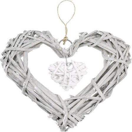 Rattan Hjerter Vegghengende Dekorasjon, Hjerteformet Kurvkrans Ornament for Bryllupsfest, Hjem Soverom Dekor