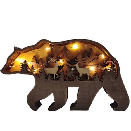 Puiset veistetty puu karhu koristeet