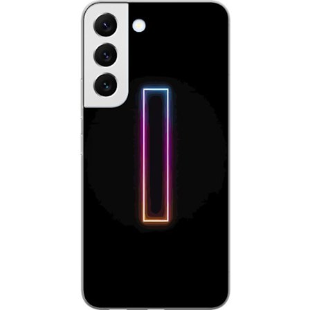 Kompatibelt Mobildeksel til Samsung Samsung Galaxy S22+ 5G Minimalistisk neonbokstav I i regnbuefarger mot mørk bakgrunn