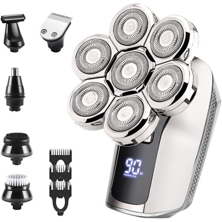 Elektrisk skaldet hoved barbermaskine til mænd: Professionel IPX7 vandtæt hoved barbermaskine til våd og tør brug, genopladelig rejse Rotar