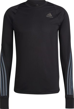 Adidas Men's Run Icon Full Reflective 3-Stripes LS Tee Men long-sleeved training tops Black XL