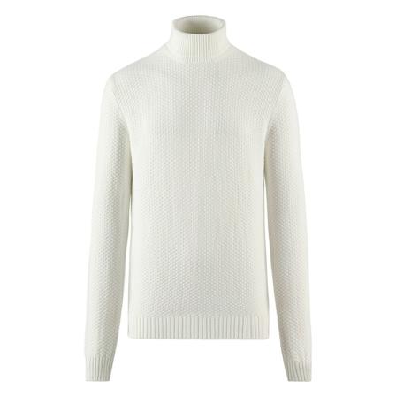 BomBoogie Wool Cotton Blend Tricot Turtleneck Hvid, Herre Rullekraver, Størrelse: S
