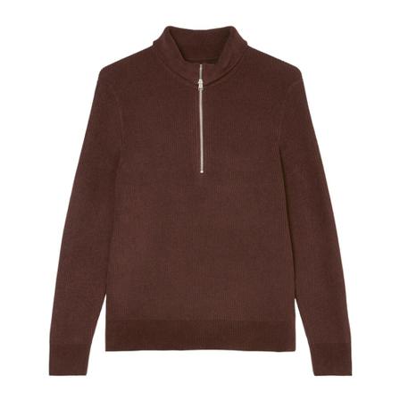Marc O'Polo Relaxed chenille zip-neck jumper , Rood , Heren , Maat: S