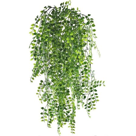 2 stk. Kunstige hængende vinplanter Falske grønne plastik efeu guirlande Væg hængende plantehegn espalier