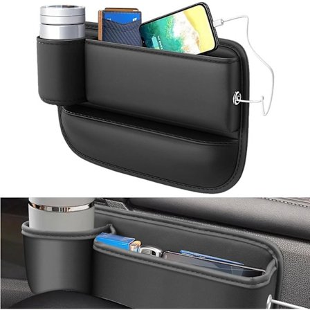 1 stk. Bilorganisator, Sort Universal Bilsædeorganisator, med Kopholder Bilsædeopbevaring, til Opbevaring af Mobiltelefoner, K
