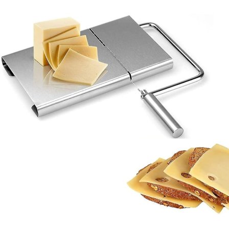 Ostehøvl med stålskærer i rustfrit stål til hård og halvfast ost - Grøntsagsskærer - Serveringsbræt til smørskæring (rustfrit stål)