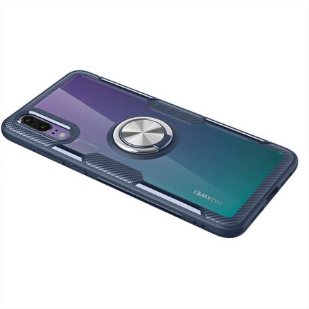 Tukeva kansi sormustelineellä - Huawei P20 Marinblå/Silver