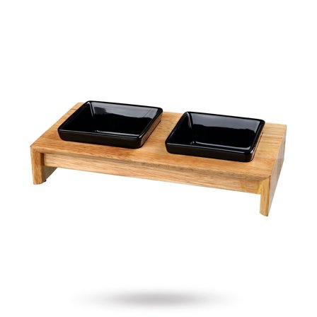 Trixie - Bowl Set, ceramic/wood - Matskåler, Hundegobiter & Tyggeben til hund & katt på Doggie.no - Hundegodbiter, Tyggebein & matskåler