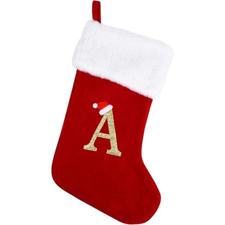 20 Tuuman Joululahjasukat Kirjaimilla, Joululahjasukat Punainen Sametti Pehme ll Plussi-Rannekkeella Joulutulen Takalle Perheen Koristelahjoiksi (a)