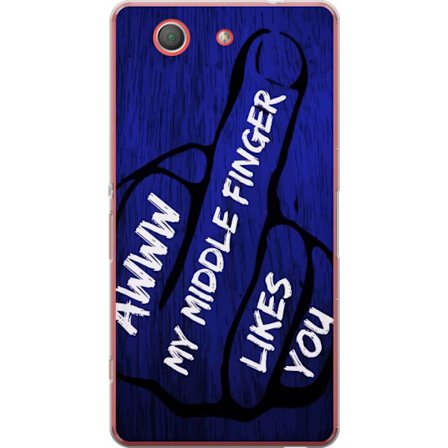 Kompatibelt Mobildeksel til Sony Xperia Z3 Compact Mørk typografisk illustrasjon med hjerteform og budskap om vennskap mot dyp blå tretekstur