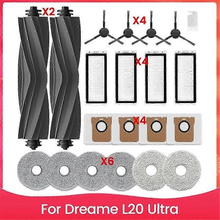 Tilbehør til Dreame L20 Ultra hovedbørste sidebørste Hepa filter moppepuder støvsuger reservedele