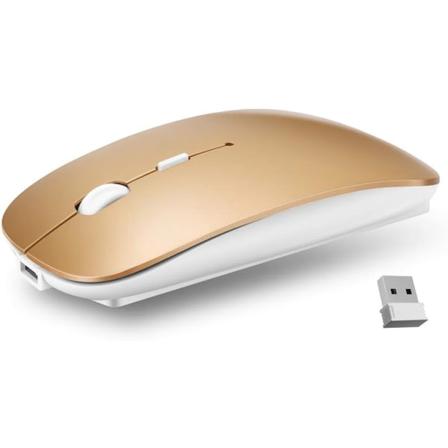 Ultratynn 2.4G Office trådløs mus Mute laddningsmus Gold