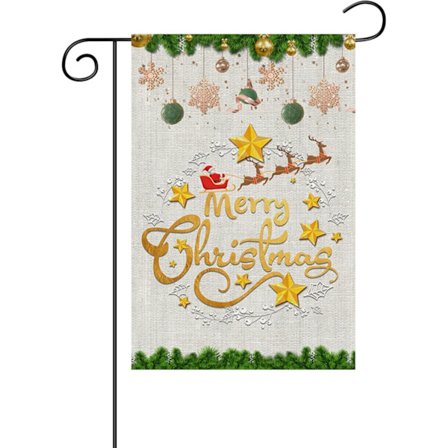 Julehilsen Vinter Snø Nisse Krans Hageflagg 12x18 tommer, Hjem Utendørs Hageplen Vinter Jul Snø Hagedekorasjon -A