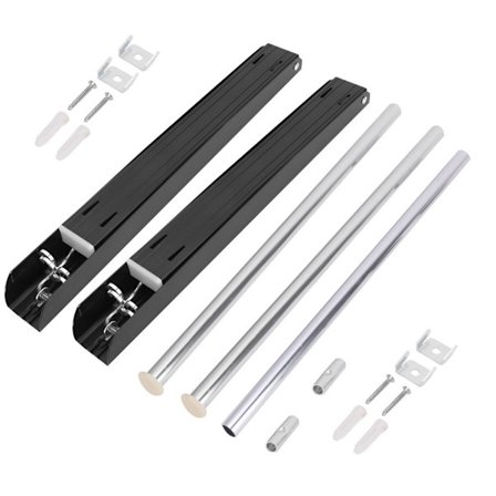 120cm Tankotila Alumiininen Seinään Kiinnitettävä Kaksinkertainen Taitettava Vaateteline Sisäänvedettävä Kuivausteline Musta