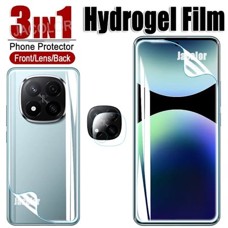 3 I 1 Hydrogel Film För Xiaomi Redmi Note 14 Pro 5G 13 Pro+ Skärmskydd+Baksida Gel Film+Kam Glas Note14Pro 14Pro Plus