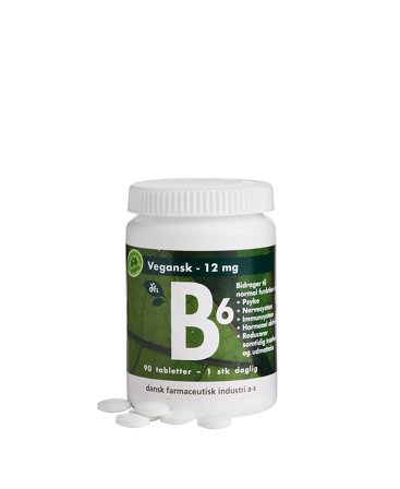 Grønne vitaminer B6 12 mg 90 stk, Helse & Madvarer, B-vitamin, B6 Vitamin