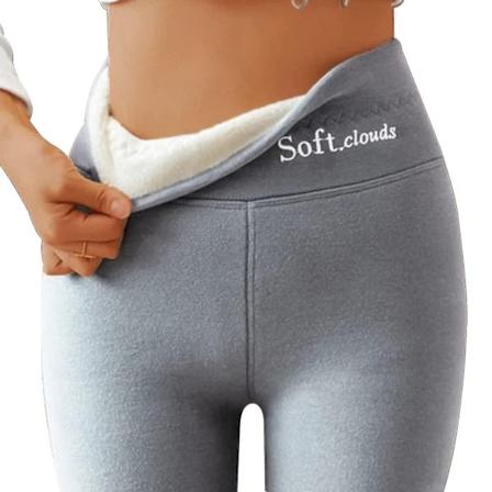 Enkle, fargerike, varme vinterbukser, myke fleece-tights, vintertights for kvinner, grå Grey 3XL