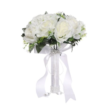 Brudbukett Bröllopsbukett för Brud, Koreansk Stil Vit Falsk