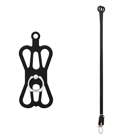 Telefoncover med aftagelig ringgreb og strop Black