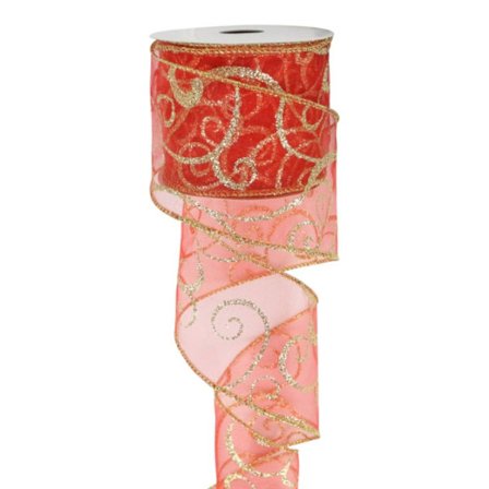 1 rulle 10 Yards Swirl Glitter Wired Ribbon Organza Sheer Ribbon