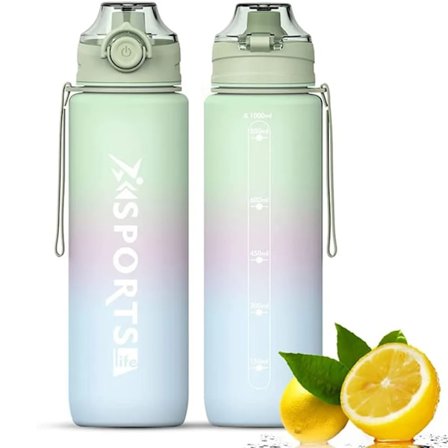 Sports drikkedunk 1l, vandflaske med låg og lækagesikker, sportsflaske, til fitness, skole, udendørs, sport