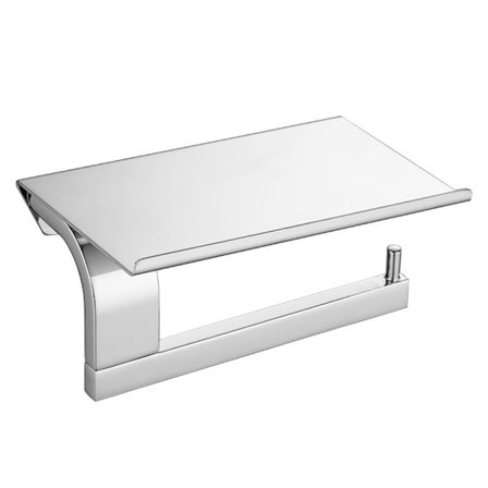 Toalettpapirholder i krom med hylle - Veggmontert, polert 304 rustfritt stål, holdbar og stilren toalettpapirholder