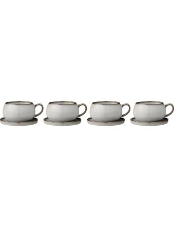 Amera Cup/Saucer 40 Cl. 4Pack Home Tableware Cups & Mugs Coffee Cups Grå Lene Bjerre