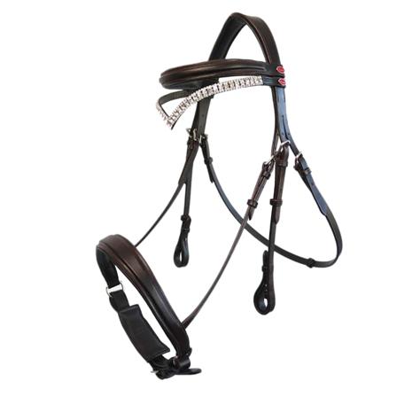 Whitaker Lynton Läder Snaffle Träns Med Extra Pannband Fullt
