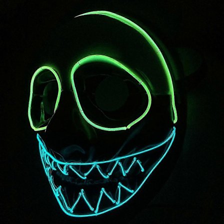 Lysande El Wire LED Mask Lysande Mask Vuxen Halloween Kostym Nyhetspresent Leksak