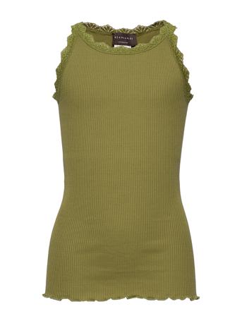 Silk Top Regular W/ Lace T-shirt Ærmeløs Grøn Rosemunde Kids