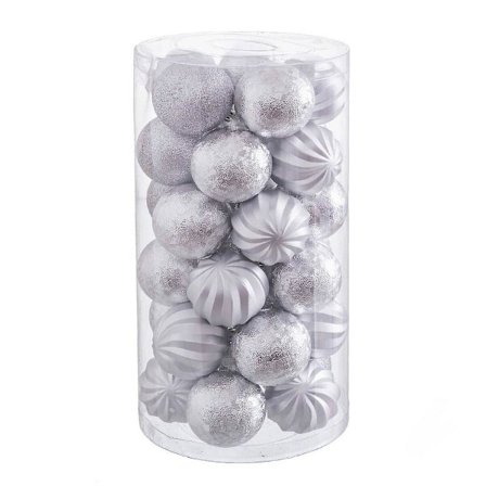 Julgranskulor Silver Plast 6 x 6 x 6 cm (30 stycken)