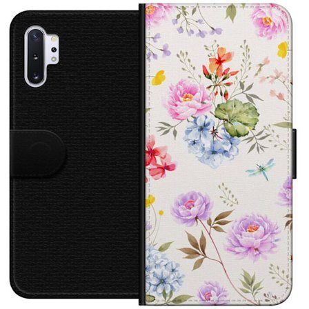 Kompatibelt Plånboksfodral till Samsung Samsung Galaxy Note10+ Floralt mönster med handmålade blommor, fjärilar och insekter i romantisk skandinav